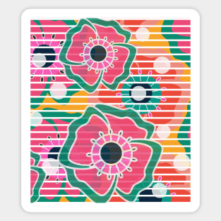 Floral retro colorful vibe Sticker